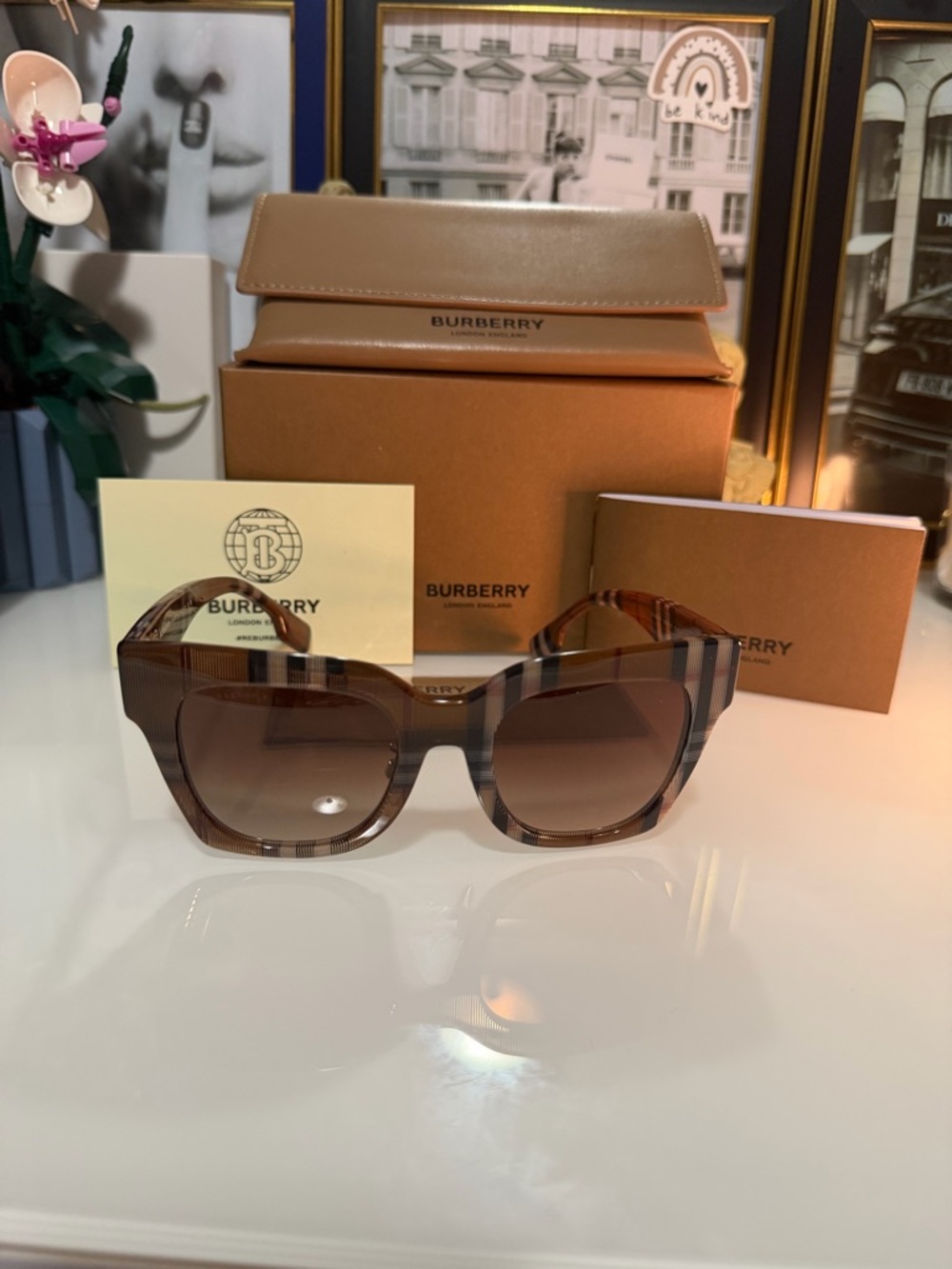 NIB! Burberry Brown Tortoiseshell Square Sunglasses